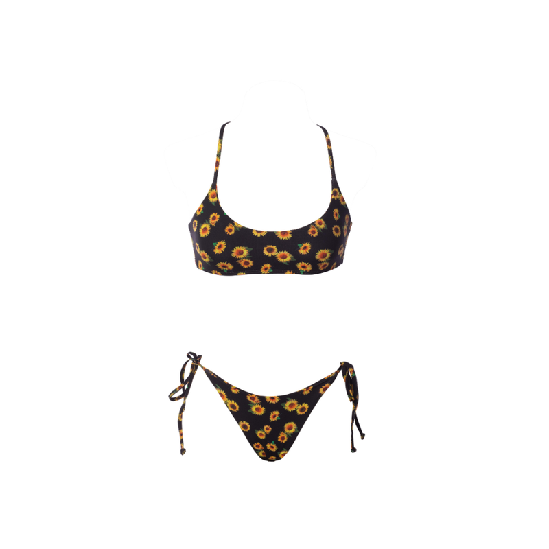 CONJUNTO TOP RETO E LACINHO SARA GIRASSOL PRETO