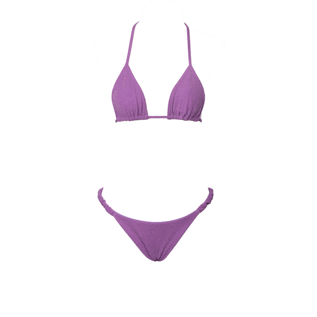 CONJUNTO CORTININHA E MINI TANGA FRUFRU LUREX LAVANDER