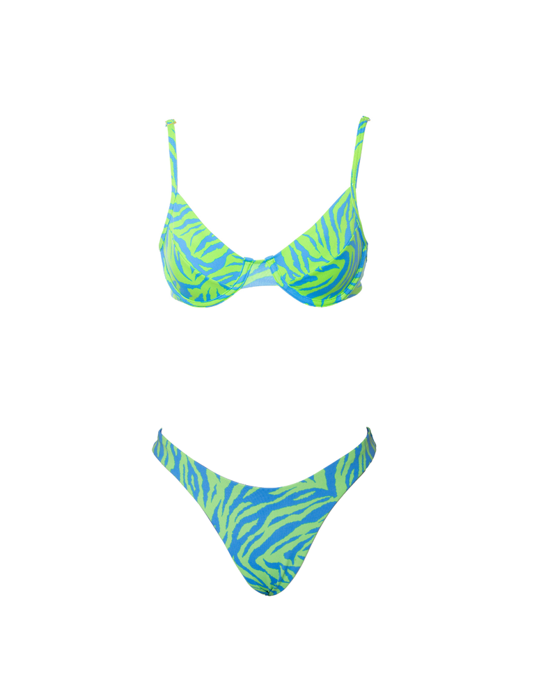 CONJUNTO TOP ARO EASA FIO DUPLO ZEBRA AZUL COM VERDE