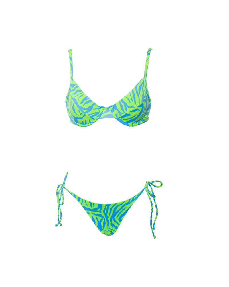 CONJUNTO TOP ARO E LACINHO ZEBRA AZUL COM VERDE