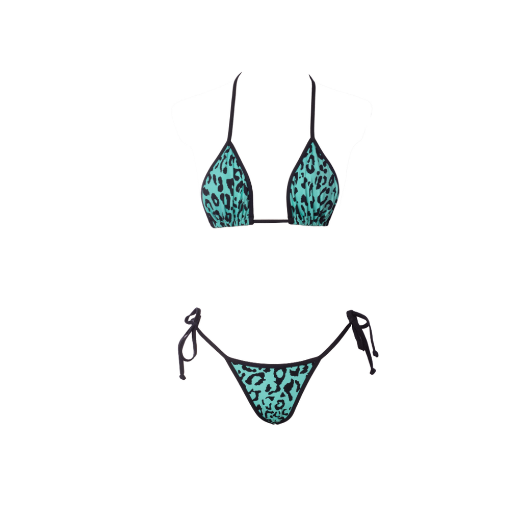 CONJUNTO VIÉS CORTININHA E LACINHO ONÇA VERDE ÁGUA