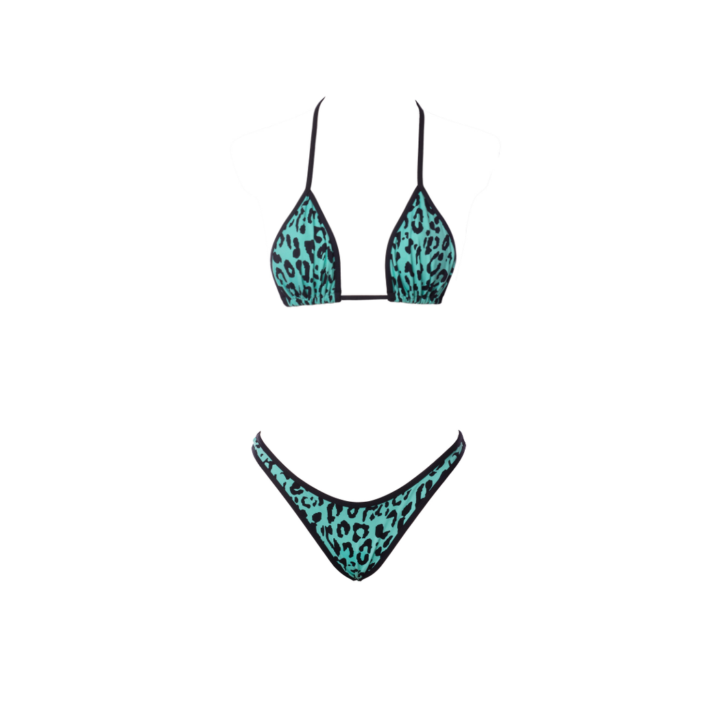 CONJUNTO VIÉS CORTININHA E ASA DELTA ONÇA VERDE ÁGUA