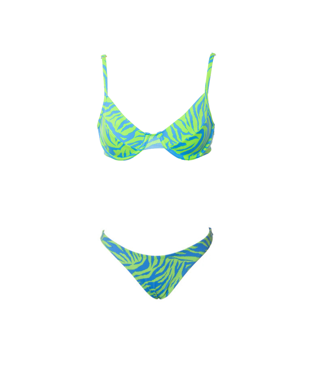 CONJUNTO TOP ARO E ASA DELTA ZEBRA AZUL COM VERDE