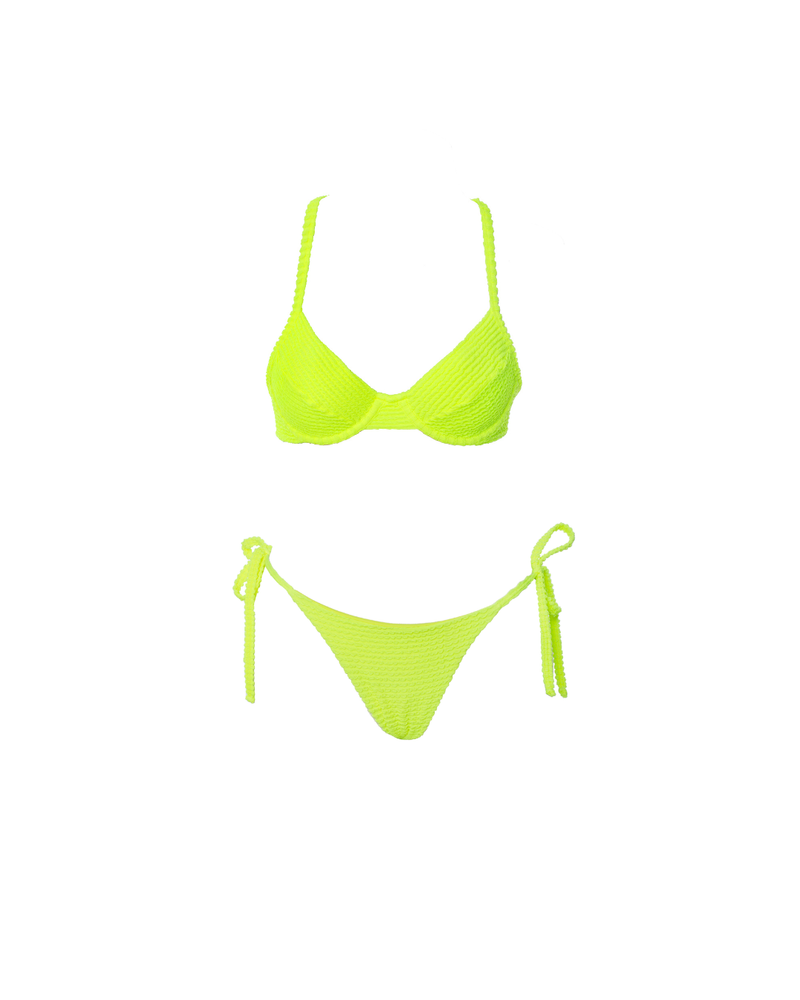 CONJUNTO TOP ARO E LACINHO MÔNACO AMARELO NEON