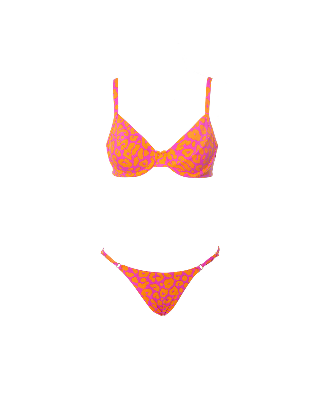 CONJUNTO TOP COM ARO REGULAGEM E MINI DUPLA REGULAGEM ONÇA LARANJA COM ROSA