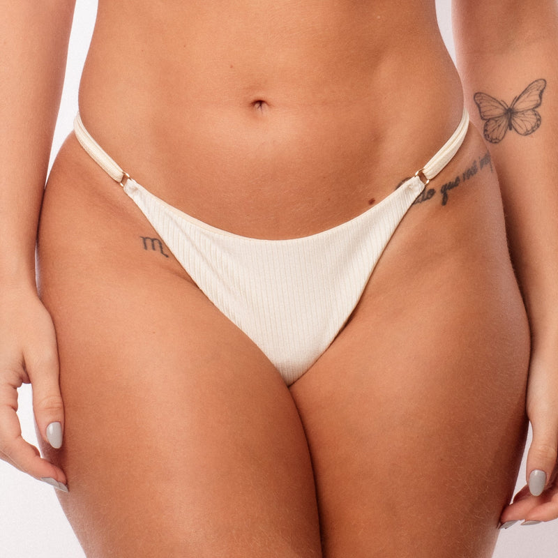 MINI TANGA DUPLA REGULAGEM TEXTURIZADO OFF WHITE