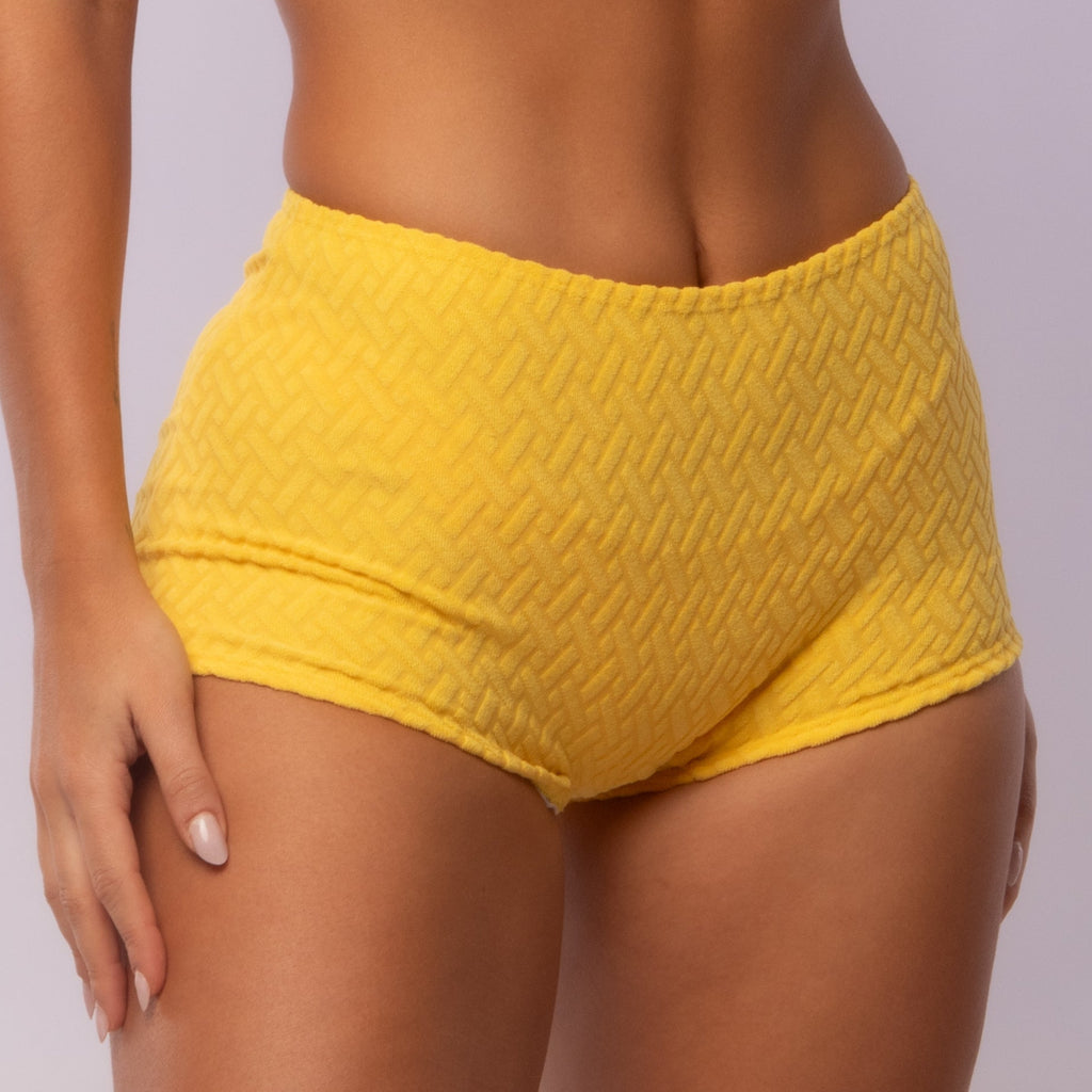 SHORTINHO ATOALHADO AMARELO