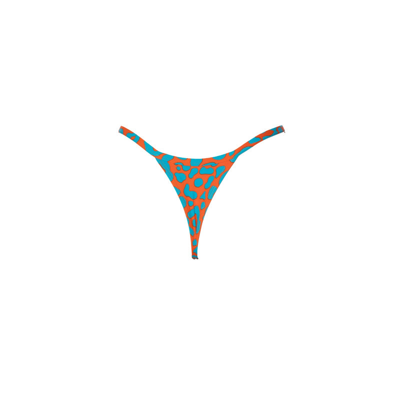 CALCINHA MINI TANGA FIVELA ONÇA LARANJA COM AZUL