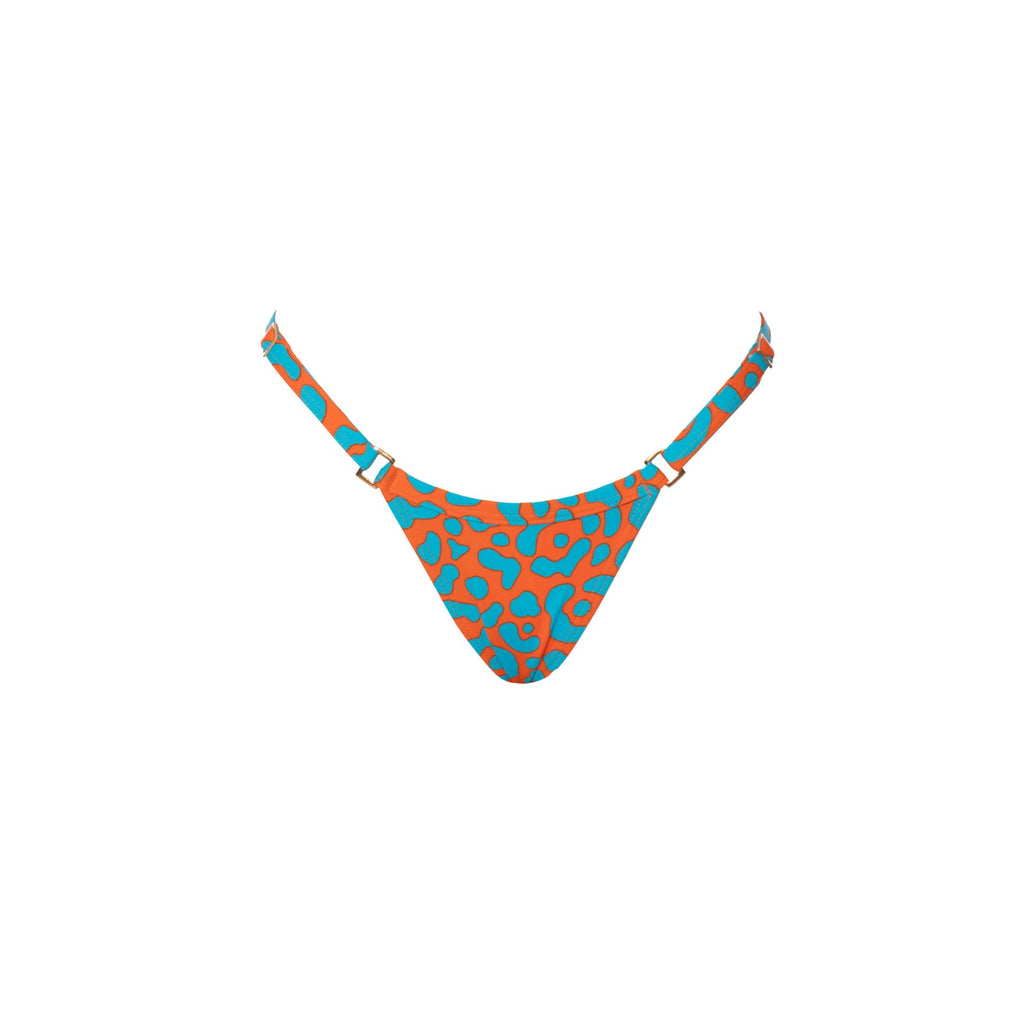CALCINHA MINI TANGA FIVELA ONÇA LARANJA COM AZUL