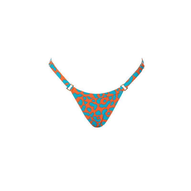CALCINHA MINI TANGA FIVELA ONÇA LARANJA COM AZUL