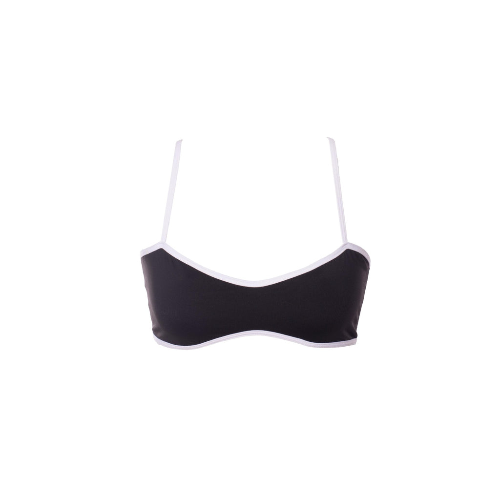 TOP FLAT PRETO COM VIÉS BRANCO