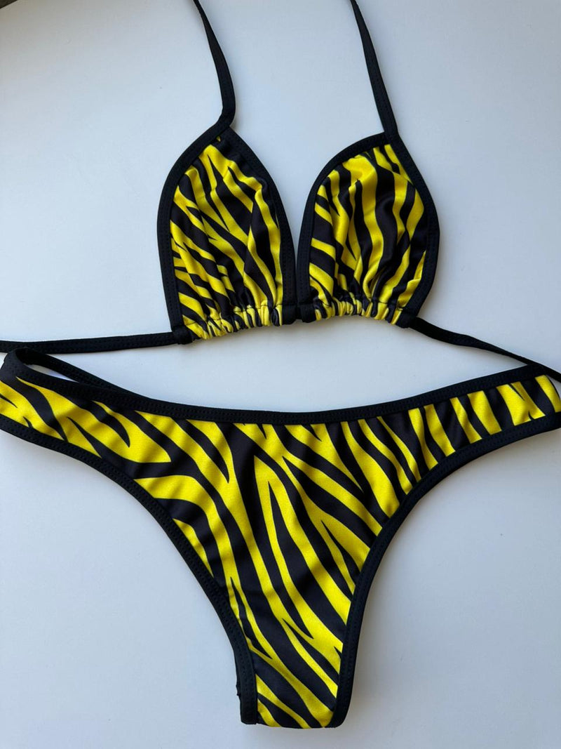 CONJUNTO VIÉS CORTININHA E ASA DELTA ZEBRA AMARELO