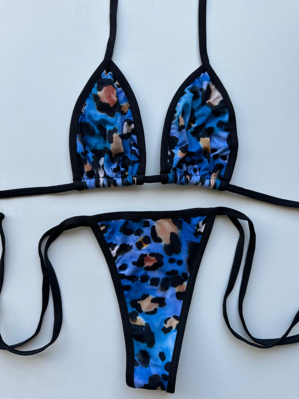 CONJUNTO VIÉS CORTININHA E LACINHO ONÇA AZUL