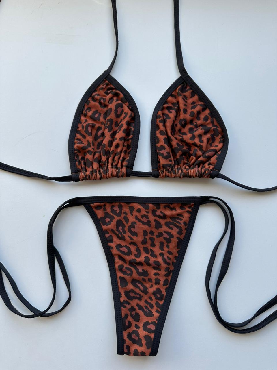 CONJUNTO VIÉS CORTININHA E LACINHO ONÇA TERRACOTA