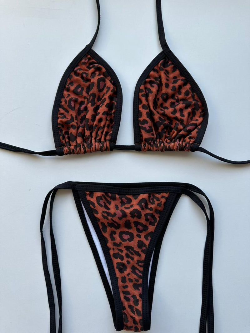 CONJUNTO VIÉS CORTININHA E LACINHO ONÇA TERRACOTA